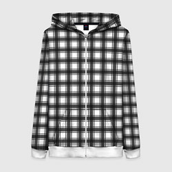 Толстовка на молнии женская Black and white trendy checkered pattern, цвет: 3D-белый