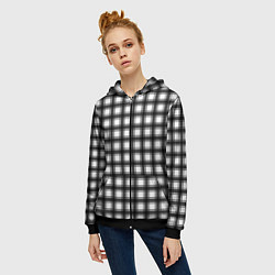 Толстовка на молнии женская Black and white trendy checkered pattern, цвет: 3D-черный — фото 2