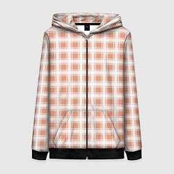 Толстовка на молнии женская Light beige plaid fashionable checkered pattern, цвет: 3D-черный