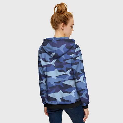 Женская толстовка на молнии Акулий камуфляж - паттерн / 3D-Черный – фото 4