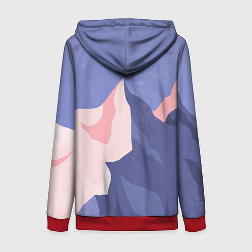 Женская толстовка на молнии Пейзаж гор и леса в стиле ретро / 3D-Красный – фото 2