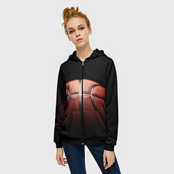 Толстовка на молнии женская Basketball ball, цвет: 3D-черный — фото 2