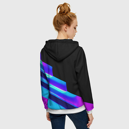Женская толстовка на молнии Яркие неоновые линии / 3D-Белый – фото 4