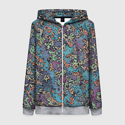 Толстовка на молнии женская Галлюциногенные узоры, цвет: 3D-меланж