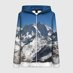 Толстовка на молнии женская Канченджанга, Гималаи, 8 586 м, цвет: 3D-белый