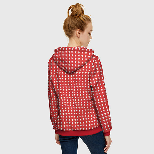 Женская толстовка на молнии Красные сердечки паттерн / 3D-Красный – фото 4