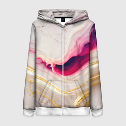 Женская толстовка на молнии Золотые и розовые мраморные узоры