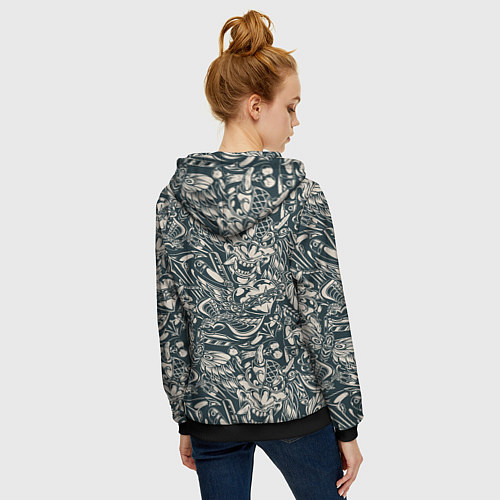 Женская толстовка на молнии Винтажные flash tatoo / 3D-Черный – фото 4