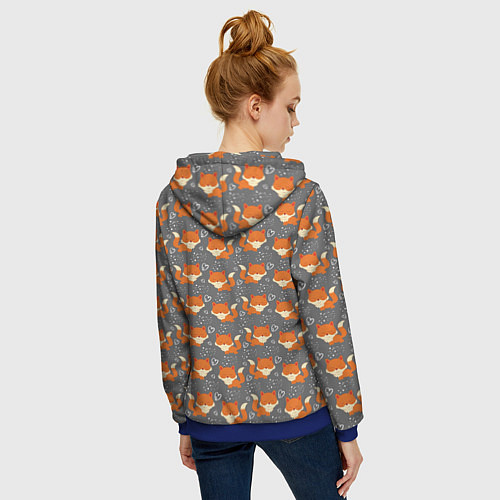 Женская толстовка на молнии Веселые лисички / 3D-Синий – фото 4
