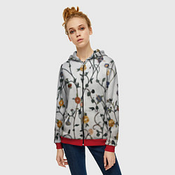 Толстовка на молнии женская Каменные цветы, цвет: 3D-красный — фото 2