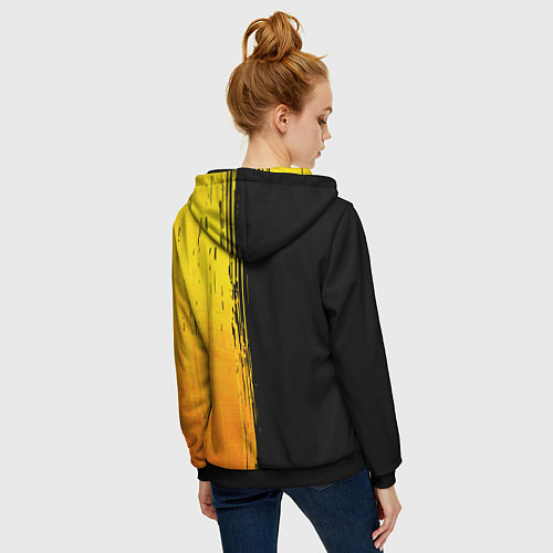 Женская толстовка на молнии Gears of War - gold gradient: по-вертикали / 3D-Черный – фото 4