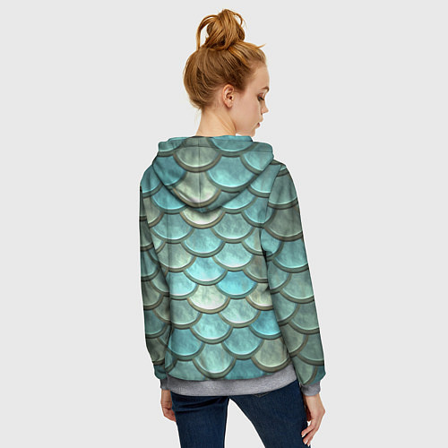 Женская толстовка на молнии Рыбья чешуя / 3D-Меланж – фото 4