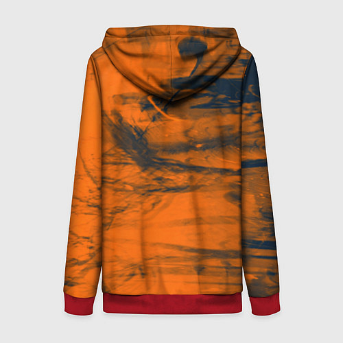 Женская толстовка на молнии Абстрактная оранжевая поверхность и чёрные тени / 3D-Красный – фото 2