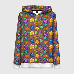 Толстовка на молнии женская Stardew Valley pattern brown, цвет: 3D-белый