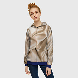Толстовка на молнии женская Струящаяся золотистая ткань, цвет: 3D-синий — фото 2