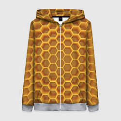 Толстовка на молнии женская Volumetric honeycombs, цвет: 3D-меланж