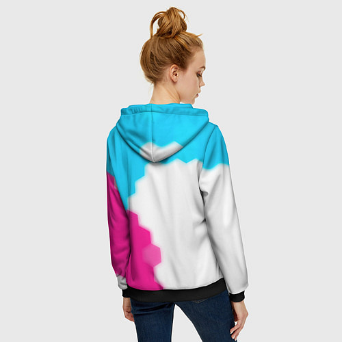 Женская толстовка на молнии Volkswagen neon gradient style: по-вертикали / 3D-Черный – фото 4