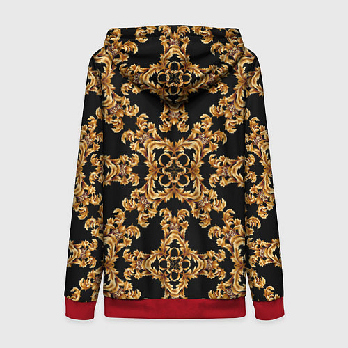 Женская толстовка на молнии Золотая гжель ретро цветы / 3D-Красный – фото 2