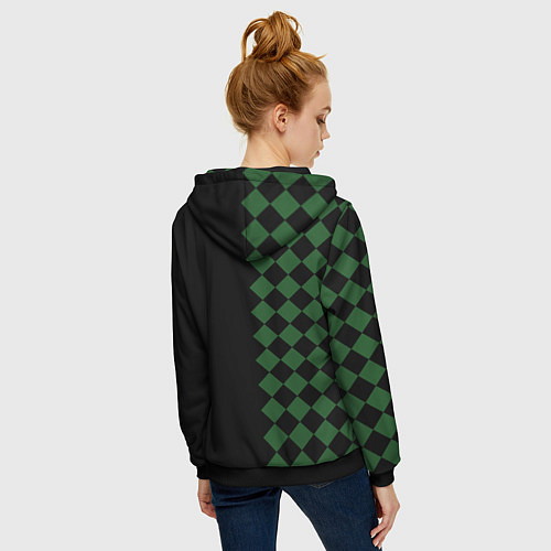 Женская толстовка на молнии ФК Краснодар ромбики / 3D-Черный – фото 4