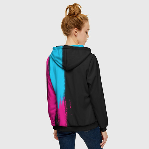 Женская толстовка на молнии The Callisto Protocol - neon gradient: по-вертикал / 3D-Черный – фото 4