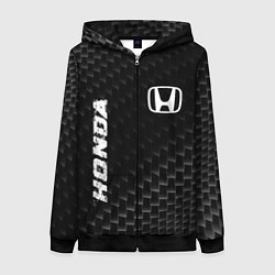 Толстовка на молнии женская Honda карбоновый фон, цвет: 3D-черный