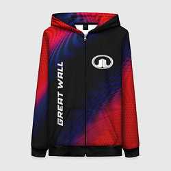 Толстовка на молнии женская Great Wall красный карбон, цвет: 3D-черный