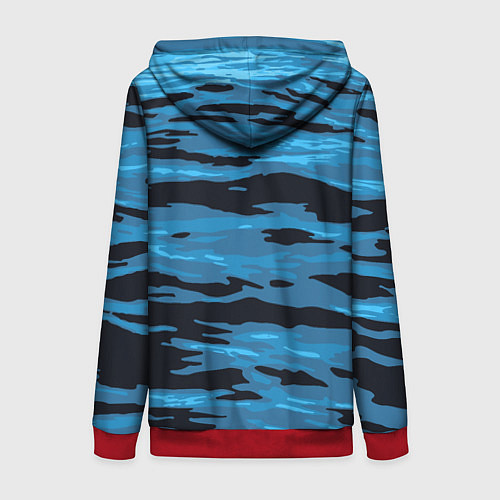 Женская толстовка на молнии Волны Камуфляж / 3D-Красный – фото 2