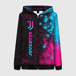 Толстовка на молнии женская Juventus - neon gradient: по-вертикали, цвет: 3D-черный
