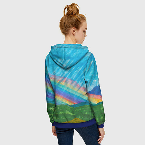 Женская толстовка на молнии Летний дождь радуга / 3D-Синий – фото 4