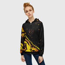 Толстовка на молнии женская Золотая вода, цвет: 3D-черный — фото 2