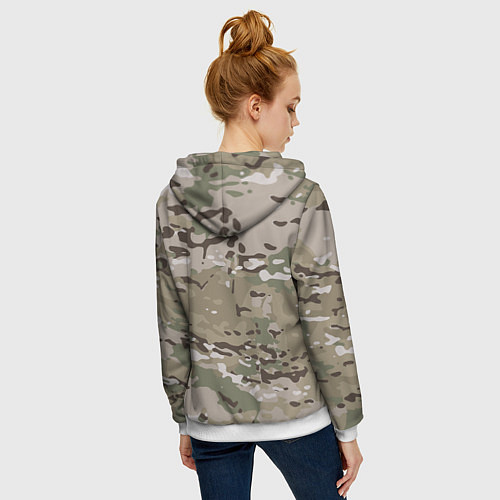 Женская толстовка на молнии Камуфляж Multicam / 3D-Белый – фото 4
