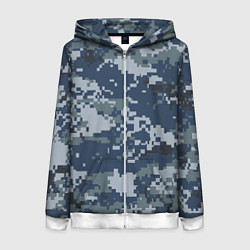 Толстовка на молнии женская Камуфляж Росгвардия цифра, цвет: 3D-белый