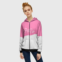 Толстовка на молнии женская Stray Kids pink and white, цвет: 3D-черный — фото 2