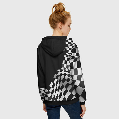 Женская толстовка на молнии Lamborghini racing flag / 3D-Черный – фото 4