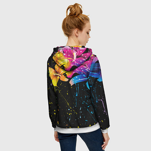 Женская толстовка на молнии Цветные лилии / 3D-Белый – фото 4