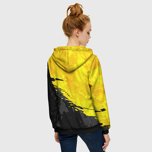 Женская толстовка на молнии Black and yellow / 3D-Черный – фото 4