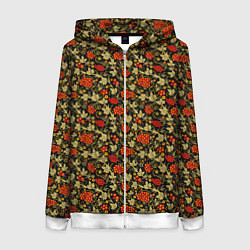 Женская толстовка на молнии Хохлома - красные ягоды