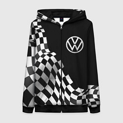 Толстовка на молнии женская Volkswagen racing flag, цвет: 3D-черный