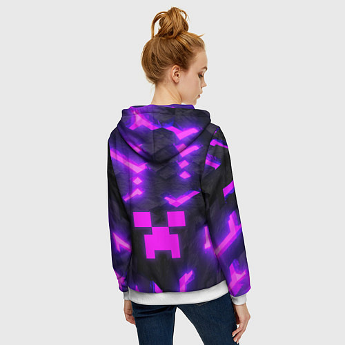 Женская толстовка на молнии Майнкрафт розовый / 3D-Белый – фото 4