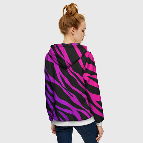 Женская толстовка на молнии Неоновый паттерн линии / 3D-Белый – фото 4