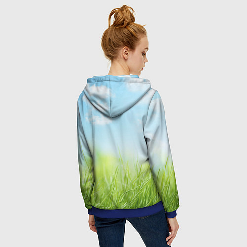 Женская толстовка на молнии Зелень и небо / 3D-Синий – фото 4