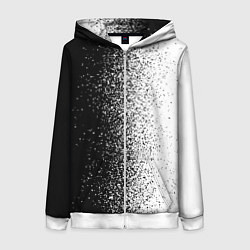Толстовка на молнии женская Брызги красок - Черно-белый, цвет: 3D-белый