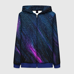 Толстовка на молнии женская Звёздное абстрактное фиолетовое небо, цвет: 3D-синий