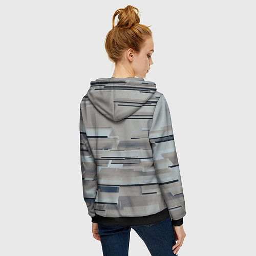 Женская толстовка на молнии Металлические пластины в абстракции / 3D-Черный – фото 4