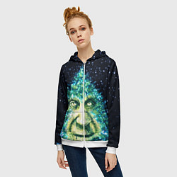 Толстовка на молнии женская Мудрое Новогоднее Дерево, цвет: 3D-белый — фото 2