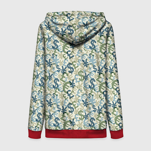 Женская толстовка на молнии Значки валют / 3D-Красный – фото 2