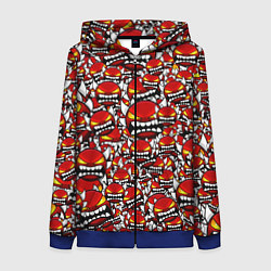 Толстовка на молнии женская Геометри Даш демоны паттерн, цвет: 3D-синий