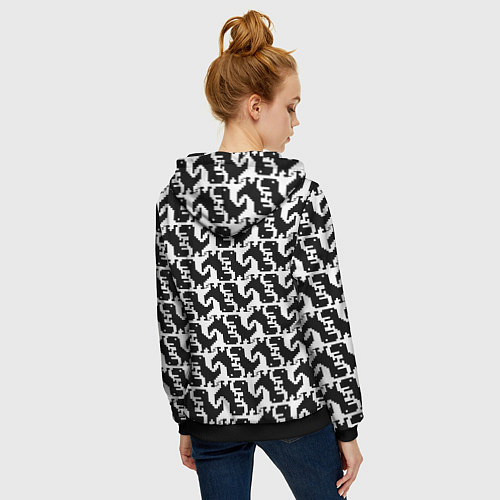 Женская толстовка на молнии Динозаврик - паттерн / 3D-Черный – фото 4