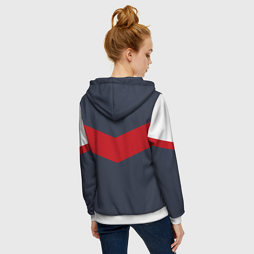 Женская толстовка на молнии FIRM темно-синий с красной полосой / 3D-Белый – фото 4