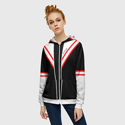Толстовка на молнии женская FIRM черная с белым углом, цвет: 3D-белый — фото 2